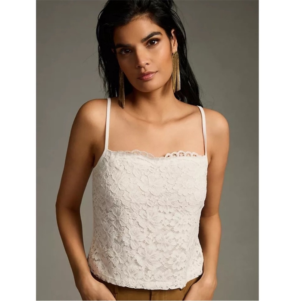 NEW- ANTHROPOLOGIE XL WHITE LACE  THIN STRAP